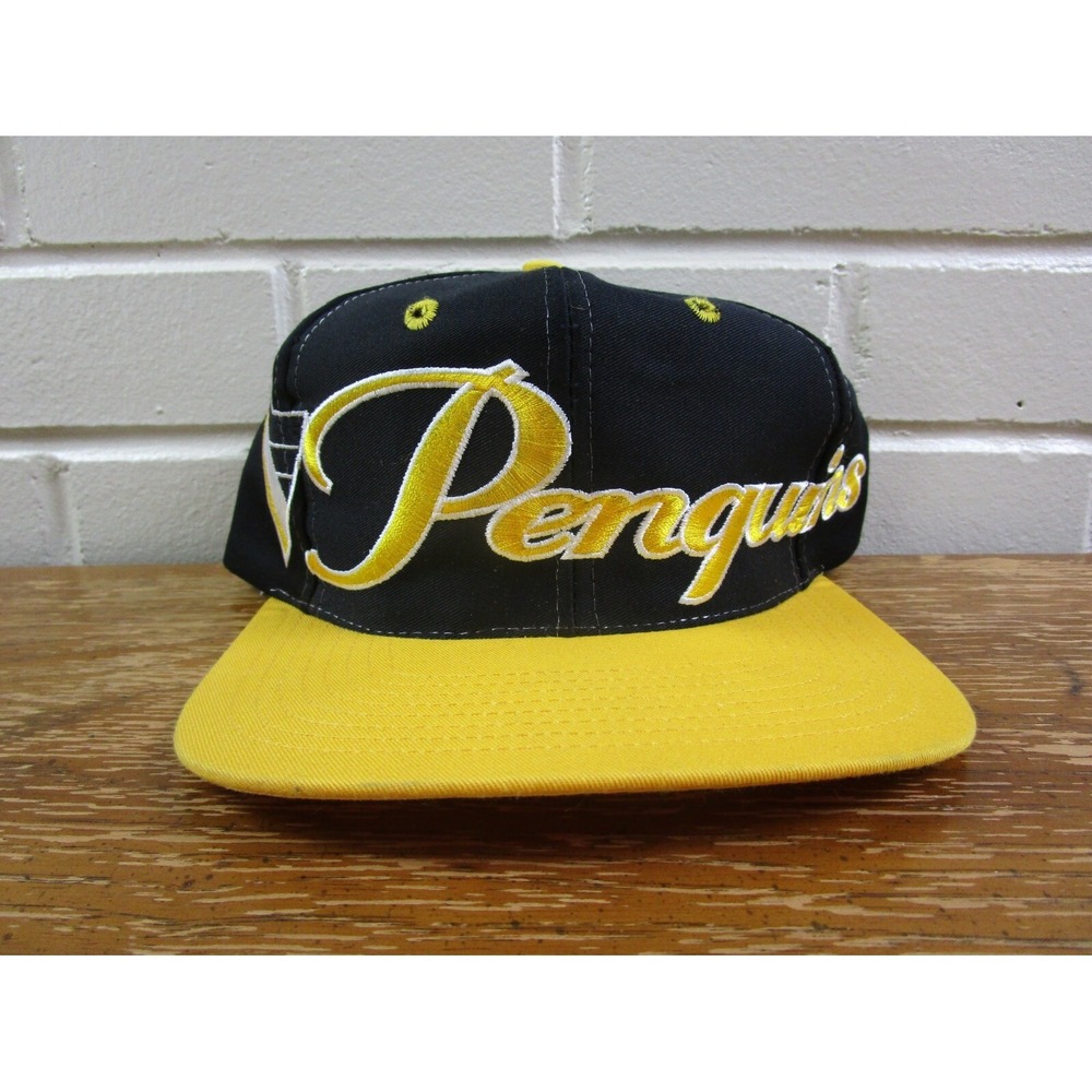 Vintage 90s‎ Pittsburgh Penguins Hockey Snapback Hat Big Logo NHL The Game